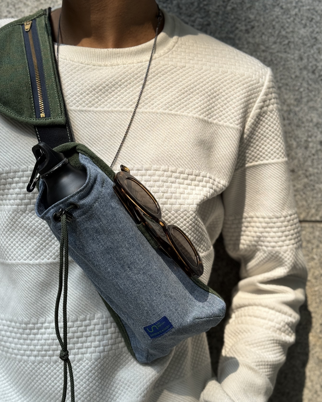 Crossbody Sling Bag with Bottle Holder