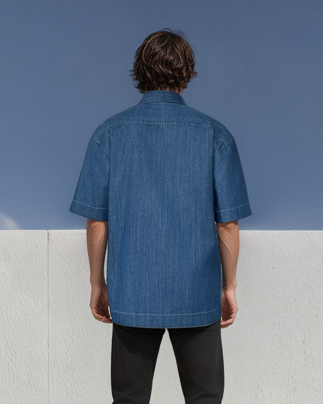 Mid Indigo Half-Sleeved Shirt | Lightweight Denim