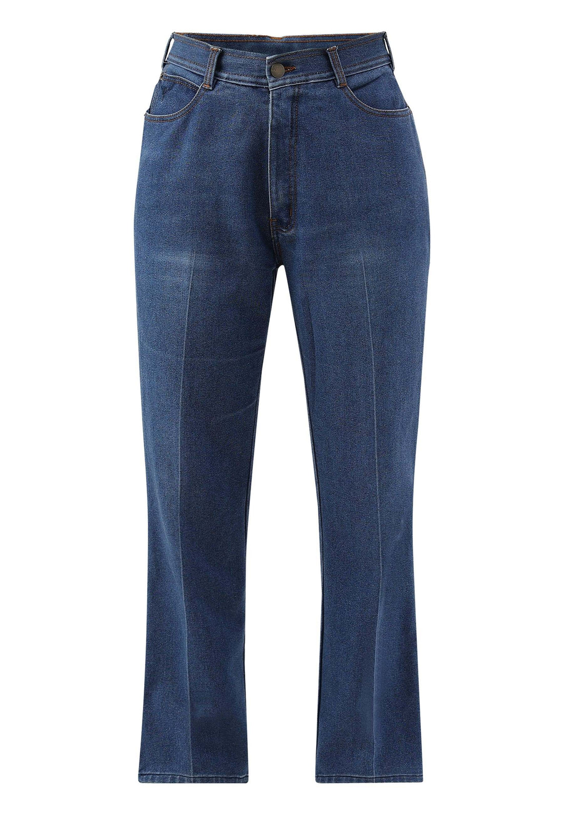 Mid Indigo High Rise Straight Jeans