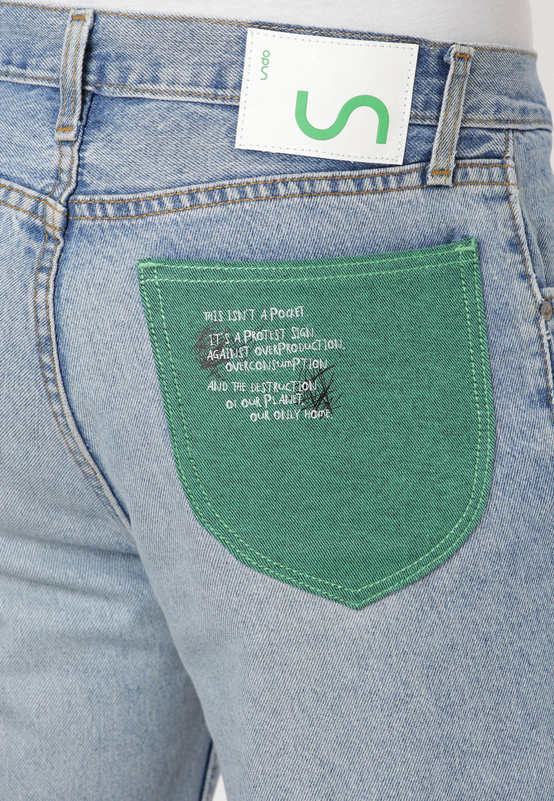 Light Indigo Mid Rise Straight Jeans