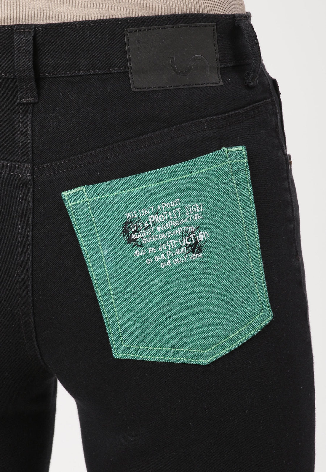 Black Mid Rise Straight Jeans