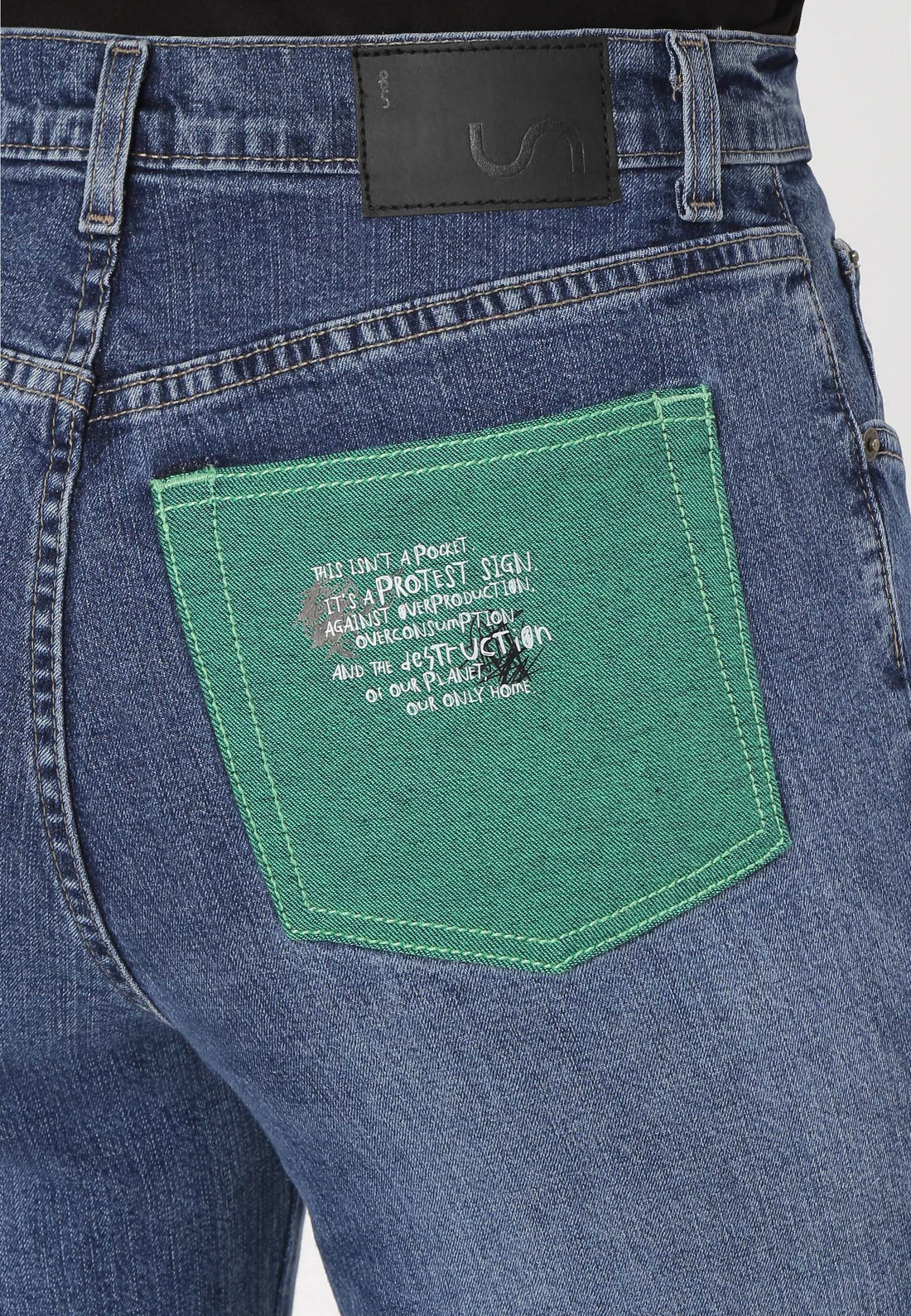 Mid Indigo High Rise Straight Jeans