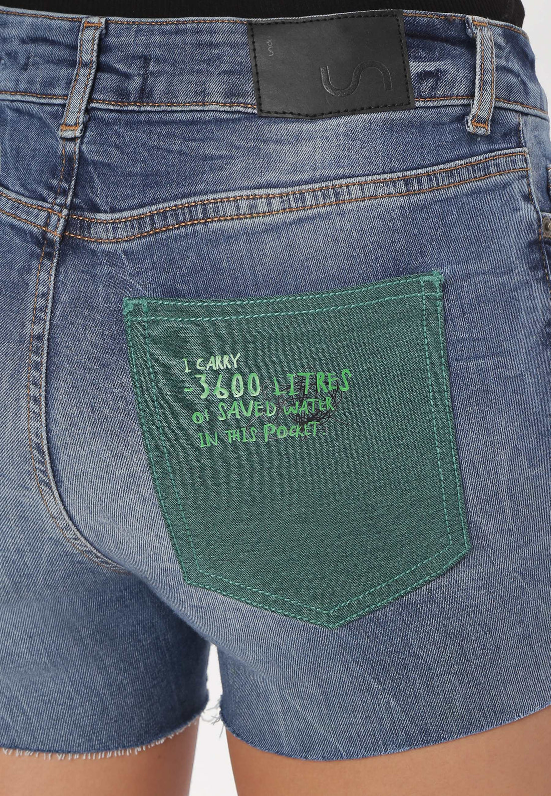 UnWaste Pledge | Dark Indigo Mid Rise Straight Shorts | Un-Size 29
