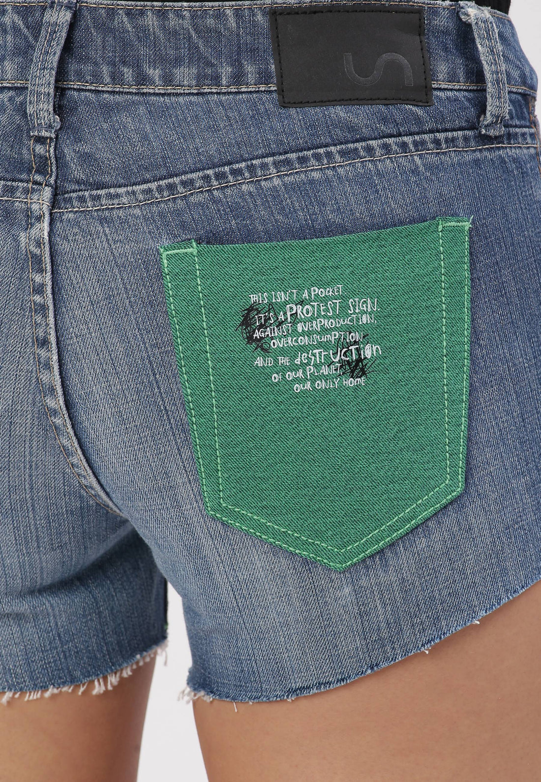 Mid Indigo Low Rise Straight Denim Shorts