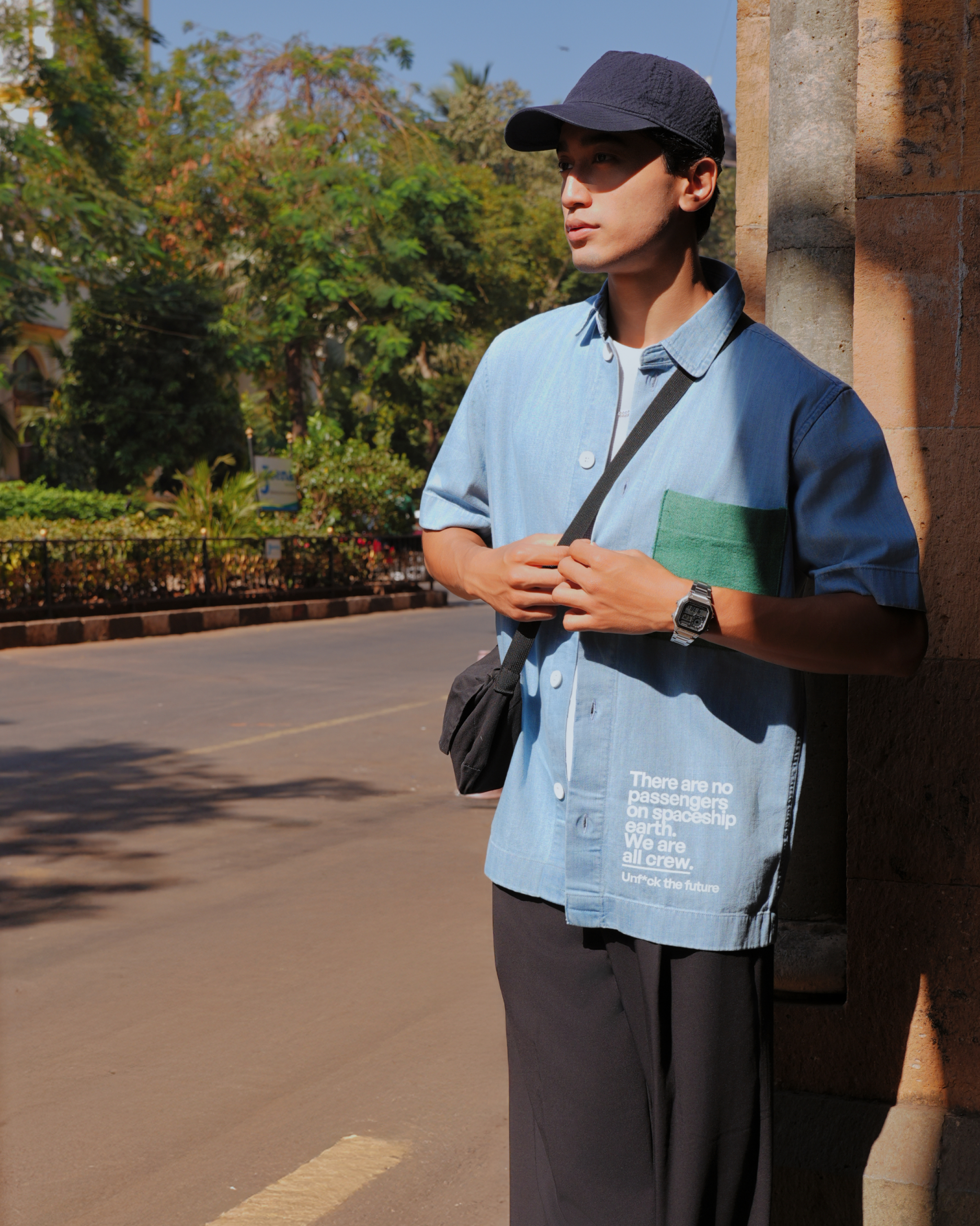 Light Indigo Half-Sleeved Shirt | Lightweight Denim
