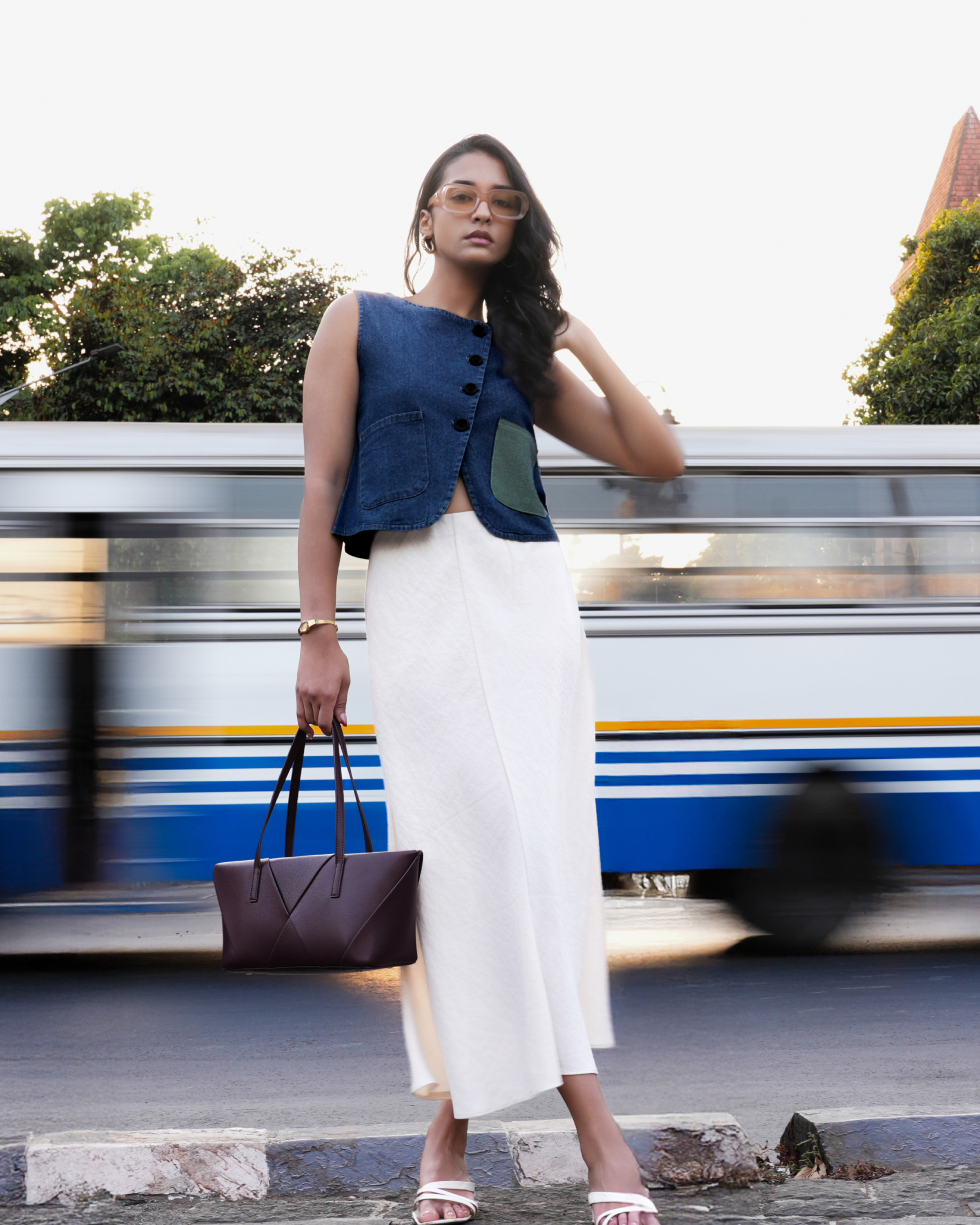 Dark Indigo Short Top X Waist Coat | Lightweight Denim